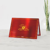 Horse Chinese 2026 Lunar New Year Red Foil Yellow Feestdagen Kaart (Achterkant)