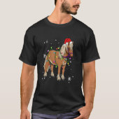 Horse Christmas Lights Led Santa Hat Christmas T-shirt (Voorkant)