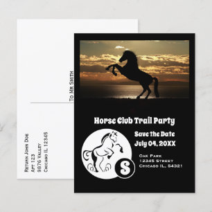 Horse Club Trail Party Monogram Foto Uitnodiging Briefkaart