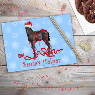 Horse Colt Santa's Helper Rood Pet Sneeuwvlokken Feestdagen Kaart