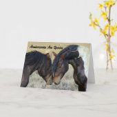 Horse Couple Anniversaire Carte de voeux (Fleur jaune)