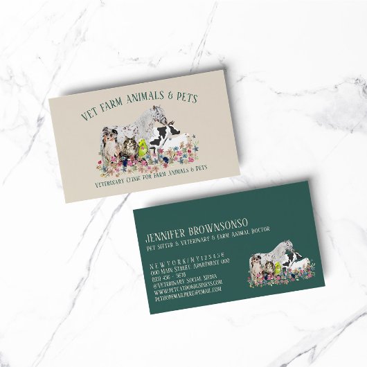 Horse Cow Sheep Dog Cat Bird Animal Pet Veterinary Visitekaartje