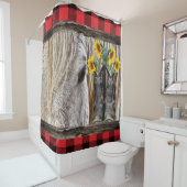 Horse Cowboy Boots Barn Board Red Play Douchegordijn (In situ)