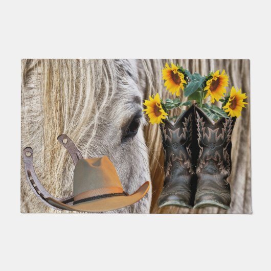 Horse Cowboy Boots Cowboy Pet Hoefijzer Deurmat (Voorkant)