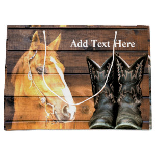 Horse Cowboy Boots Rustic Barn Board Groot Cadeauzakje