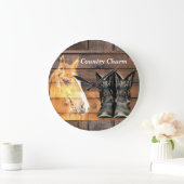 Horse Cowboy Boots Rustic Barn Board Grote Klok (Huis)
