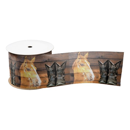 Horse Cowboy Boots Rustic Barn Board Lint (Spoel)