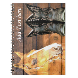 Horse Cowboy Boots Rustic Barn Board Notitieboek