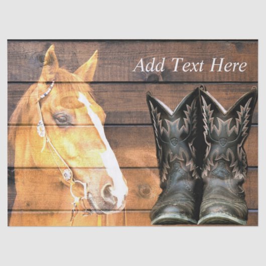 Horse Cowboy Boots Rustic Barn Board Tissuepapier (Voorkant)
