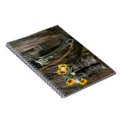 Horse Cowboy Boots Sunflower Rustic Barn Board Notitieboek (Rechterzijde)