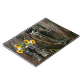 Horse Cowboy Boots Sunflower Rustic Barn Board Notitieboek (Linkerzijde)