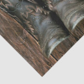 Horse Cowboy Boots Sunflower Rustic Barn Board Tissuepapier (Detail)