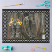 Horse Cowboy Boots Sunflower Rustic Barn Board Tissuepapier (Craft)