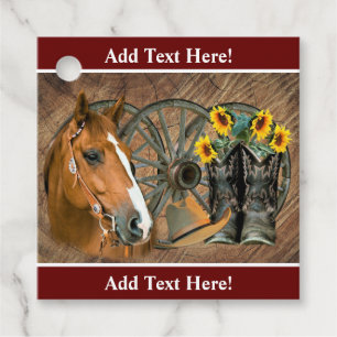 Horse Cowboy Boots Wagon Wheel Sunflower Western Bedankjes Labels