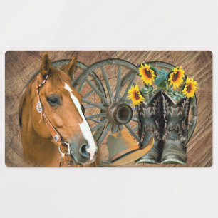Horse Cowboy Boots Wagon Wheel Sunflower Western Labels