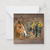 Horse Cowboy Boots Wagon Wheel Sunflower Western Notitiekaartje (Voorkant)