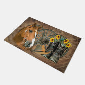 Horse Cowboy Boots Wagon Wheel Western Deurmat (Schuin)
