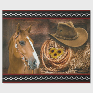 Horse Cowboy Pet Lasso Western Patroon Cadeaupapier