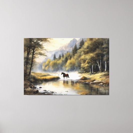 Horse Crossing the River Canvas Afdruk (Voorkant)
