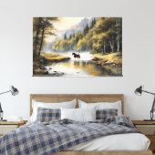 Horse Crossing the River Canvas Afdruk (Insitu (Slaapkamer))