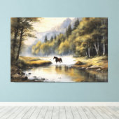Horse Crossing the River Canvas Afdruk (Insitu (Houten vloer))