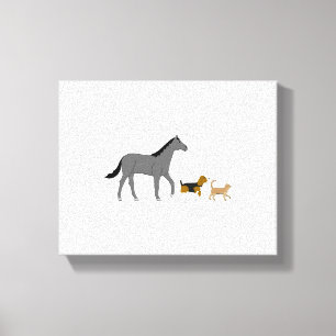 horse dog and cat canvas afdruk