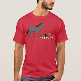 horse dog and cat t-shirt