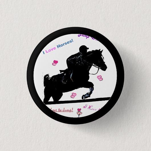 Horse Doodles Ronde Button 3,2 Cm (Voorkant)