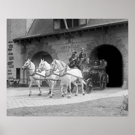Horse Drawn Fire Engine, 1922. foto Poster (Voorkant)