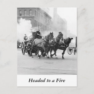 Horse Drawn Fire Engine, begin jaren 1900 Briefkaart