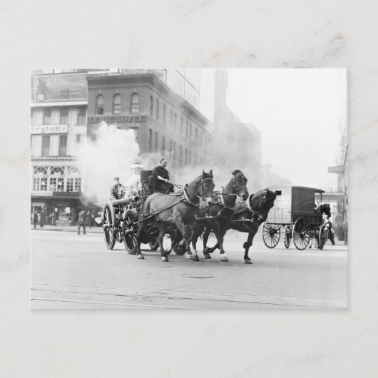 Horse Drawn Fire Engine, begin jaren 1900 Briefkaart (Voorkant)