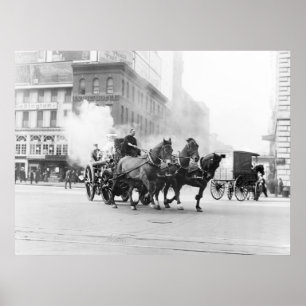 Horse Drawn Fire Engine, begin jaren 1900 Poster