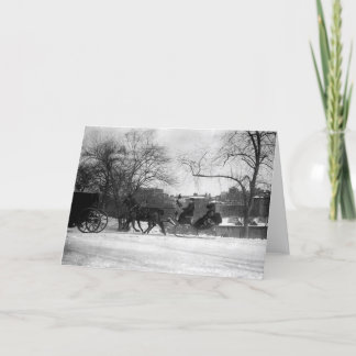 Horse Drawn Sleigh NYC Greeting Card Kaart