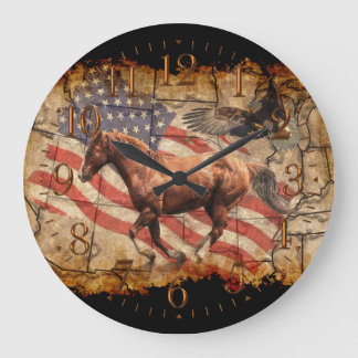 Horse, Eagle and US Flag Grote Klok
