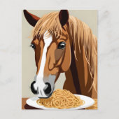 horse eating spaghetti briefkaart (Voorkant)