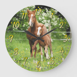 Horse en foal Wall-klok Grote Klok