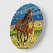 Horse en foal Wall-klok Grote Klok (Hoek)