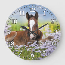 Horse en foal Wall-klok