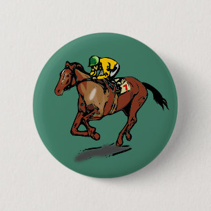 Horse en Jockey Ronde Button 5,7 Cm