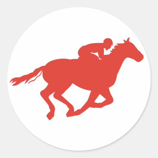 Horse en Jockey Ronde Sticker (Voorkant)