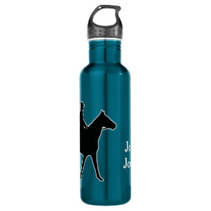 Horse en Rider silhouette personaliseren 24oz Waterfles