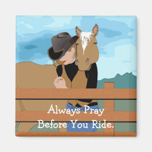 Horse en Rider Vector Art Prayer Magnet Magneet
