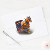 HORSE EN VERVOER RONDE STICKER (Envelop)