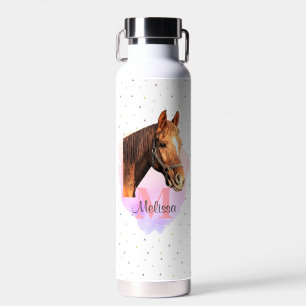 Horse Equestrian Animal Monogram Pattern Water Bot Waterfles