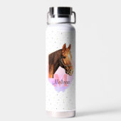 Horse Equestrian Animal Monogram Pattern Water Bot Waterfles (Achterkant)