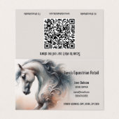 Horse Equestrian QR Code Gevouwen Visitekaartjes (Buitenkant ongevouwen)