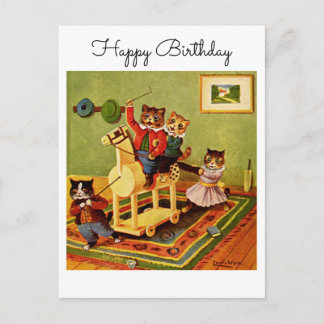 Horse Escapade Happy Birthday From a Cat Cavalry Briefkaart