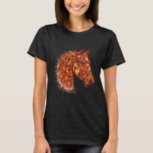 Horse Face Fall Leaves Thanksgiving Day Horseback T-shirt