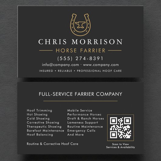 Horse Farrier Blacksmith QR Code Visitekaartje