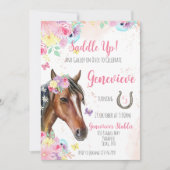 Horse Floral Invitation d'anniversaire pour fille (Devant)
